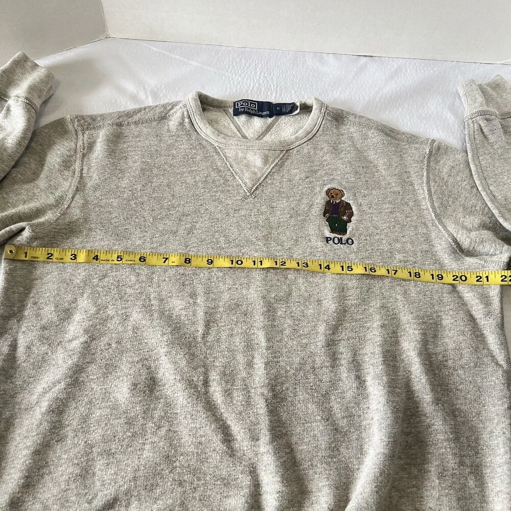 $198 Polo Ralph Lauren Polo Bear Crewneck Sweatshirt Heather Gray Size Medium - Picture 4 of 8